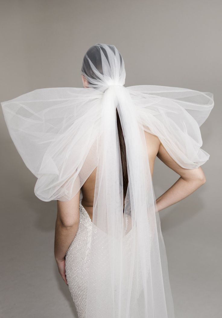 Sposa di spalle con velo a fiocco